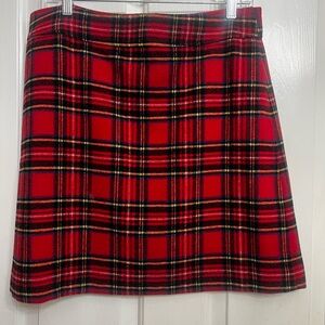 J. Crew Red Plaid A-Line Skirt
